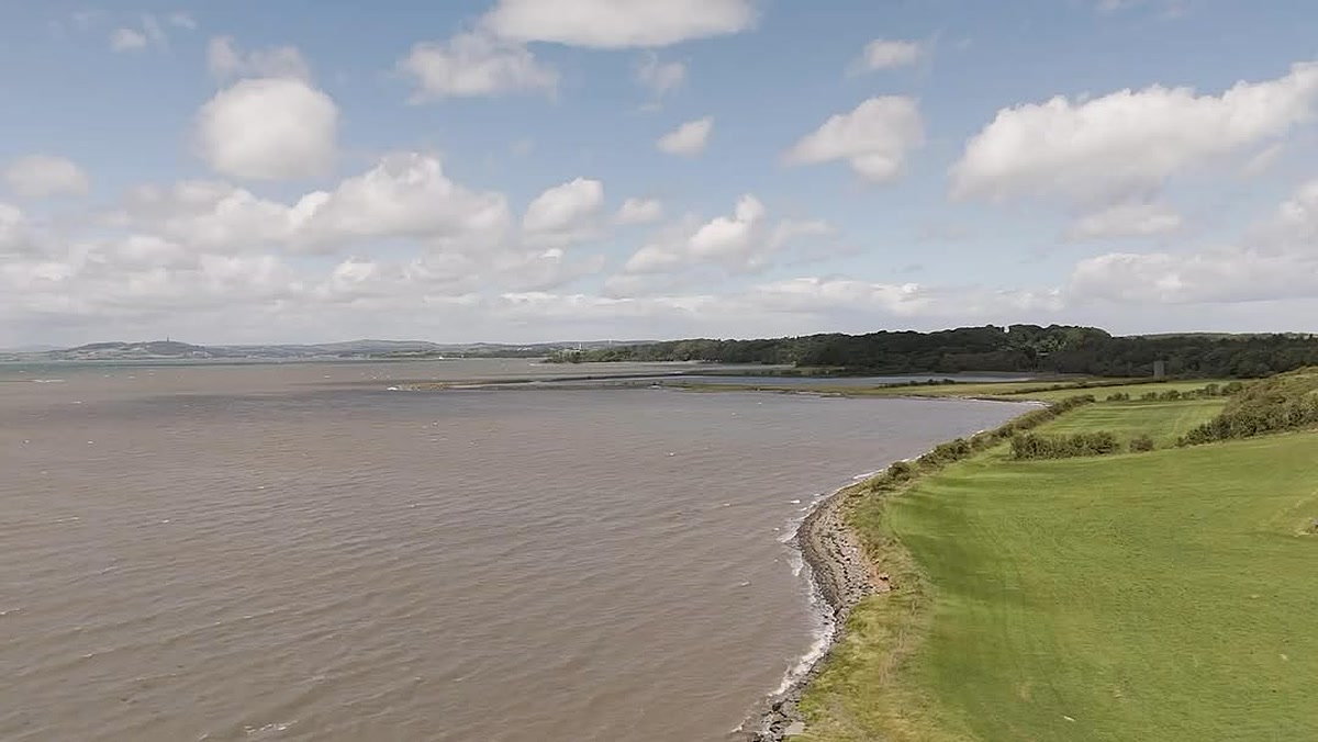 Aerial Phantom drone film still of a loughshore home at Greyabbey on the Ards Peninsula, captured over Strangford Lough