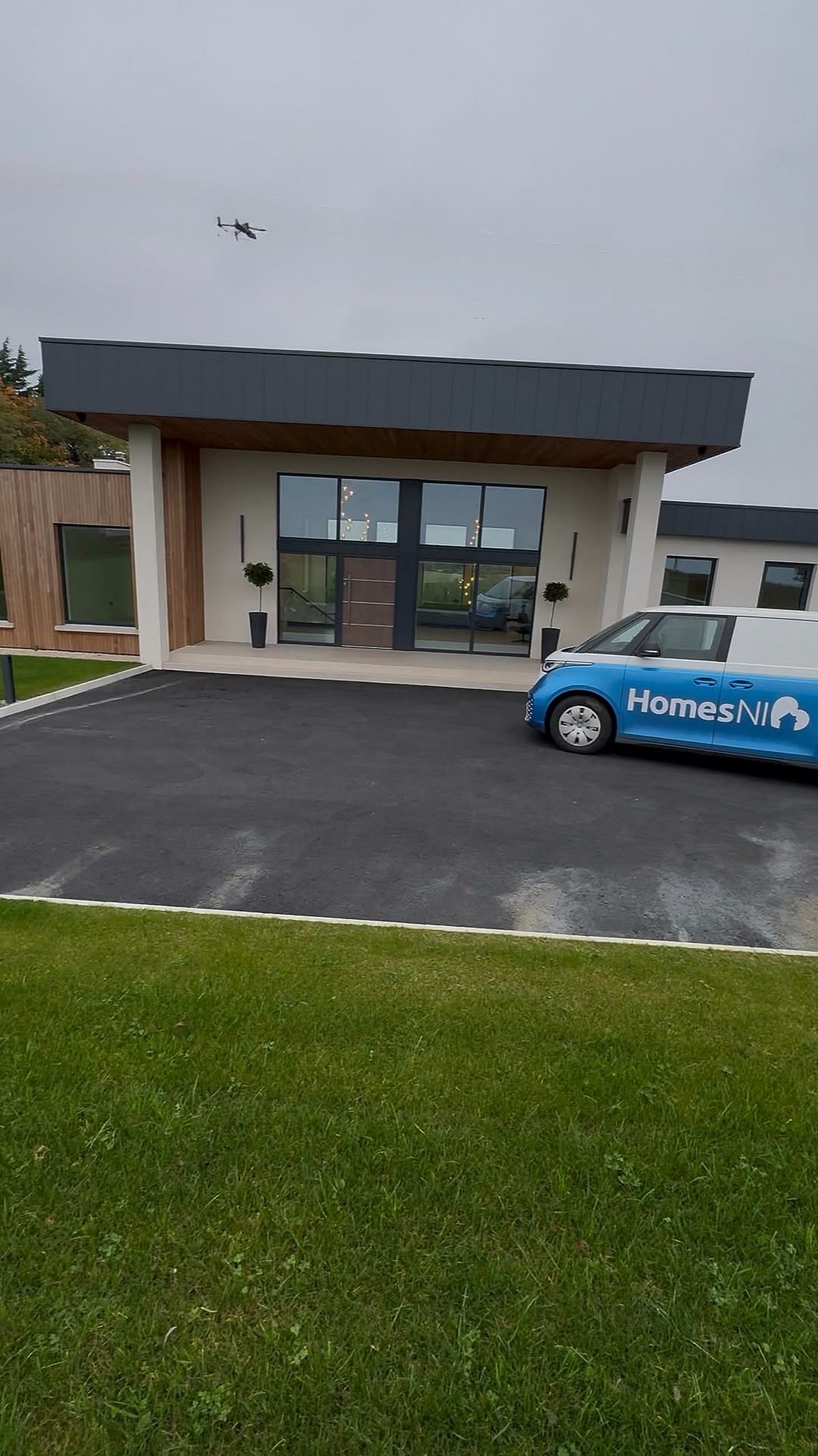 Behind-the-scenes Phantom film still of a contemporary home for sale in Royal Hillsborough, Co Down