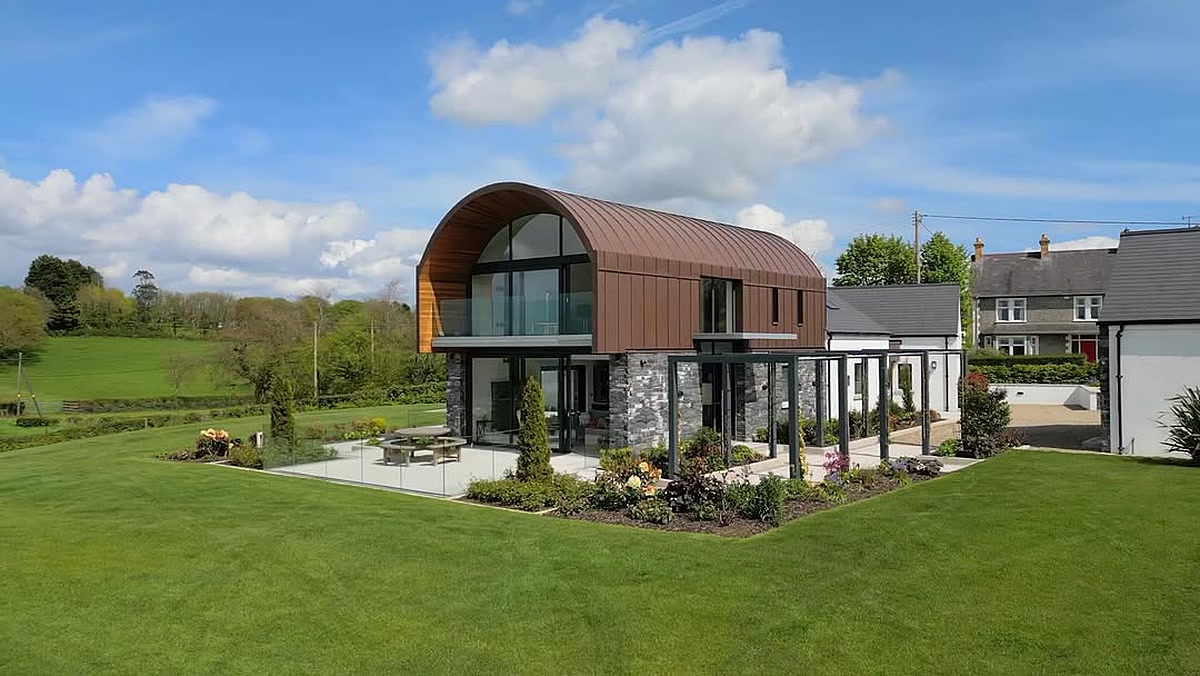 Phantom property film still of a contemporary barn-style home on the Tullyard Road in Lisburn