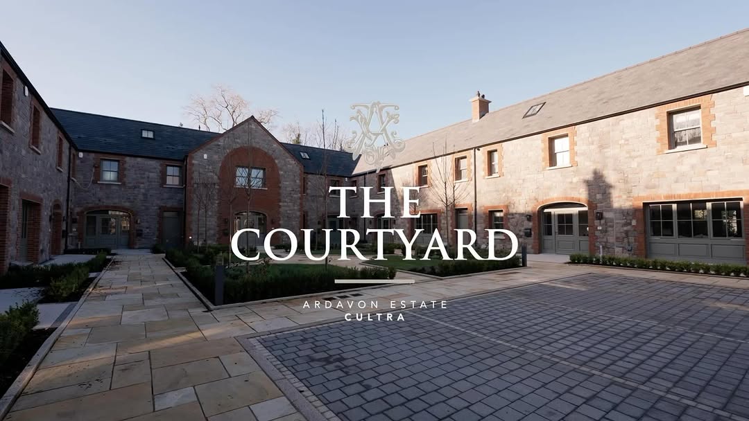 Cinematic Phantom film still of The Courtyard, a new home at Ardavon Estate in Cultra, filmed for Valor Homes