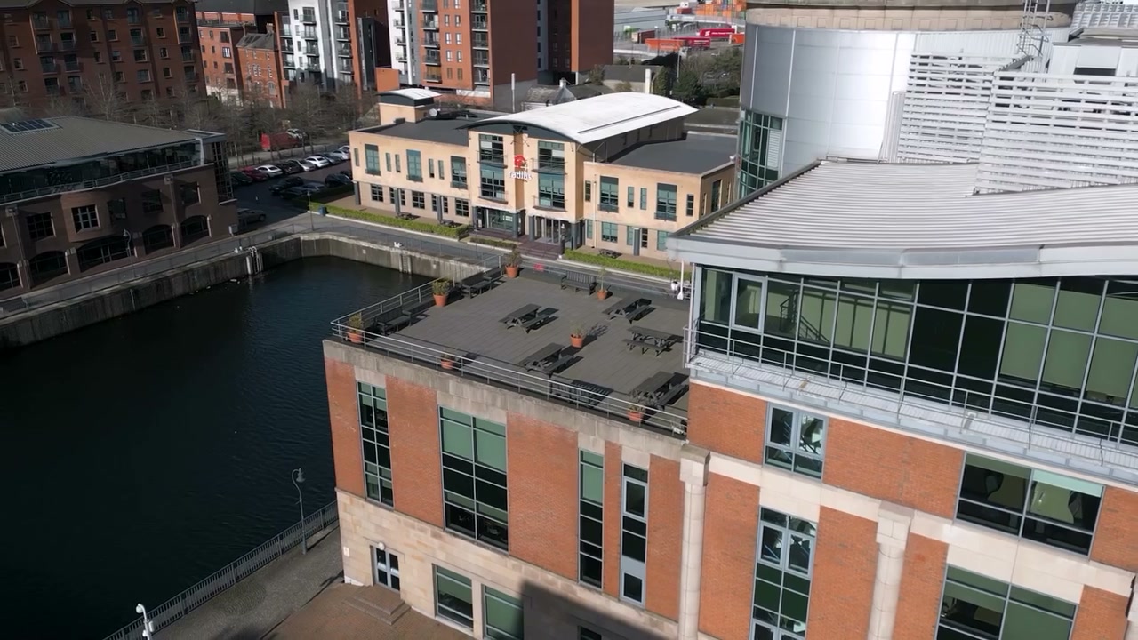 Phantom commercial property film still of Beacon House at Clarendon Dock on the Belfast waterfront, filmed for CBRE NI