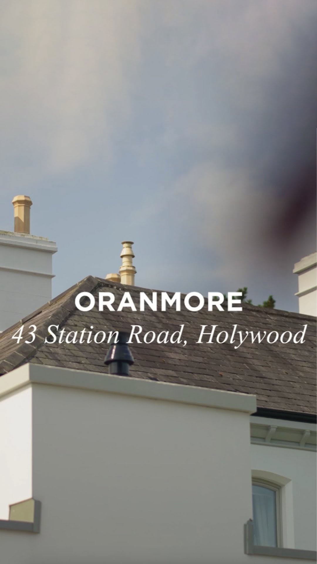 Cinematic Phantom film still of Oranmore, a restored classical villa above Belfast Lough in Craigavad with lough-facing terraces