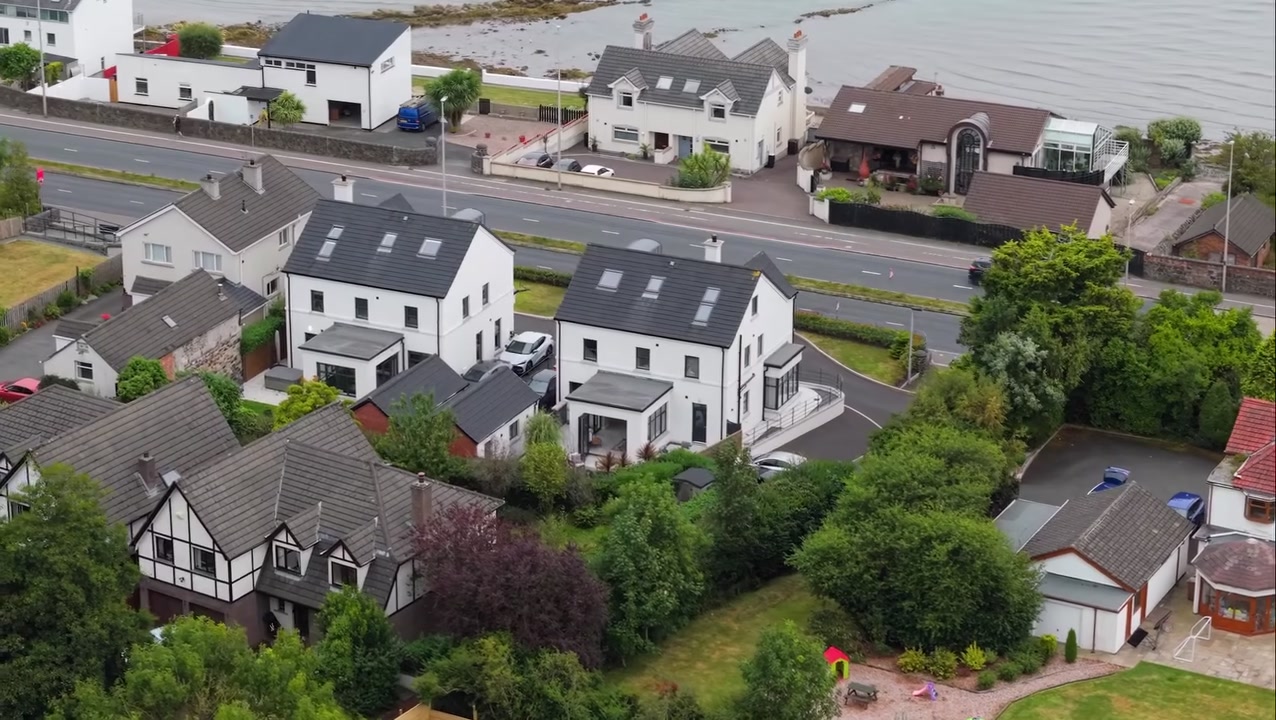 Phantom property film still of a five-bedroom detached coastal family home near Greenisland with views towards Belfast Lough and Knockagh